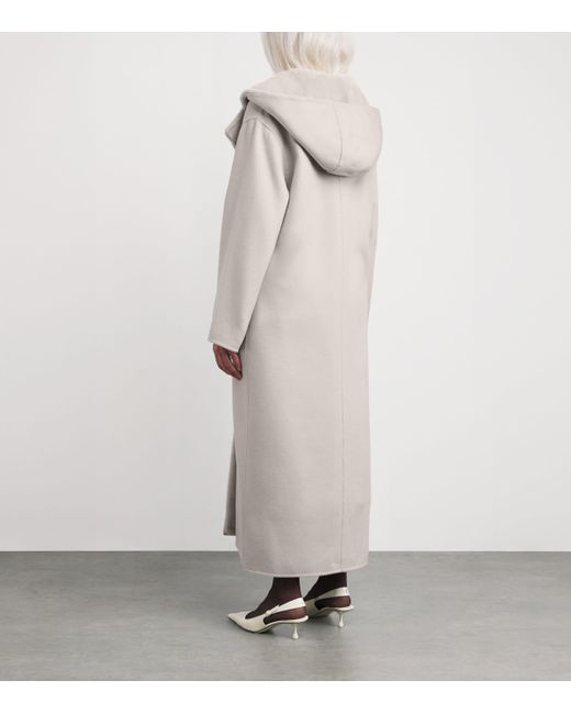 Yves Salomon Gray Hooded Mink Fur-Trim Coat