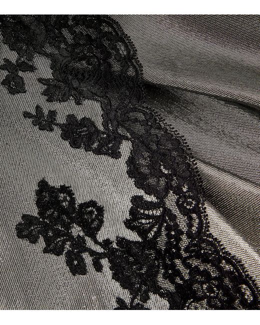 Carine Gilson Black Silk-blend Metallic Long Robe