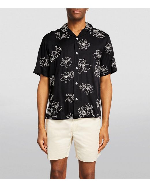 Rag & Bone Black Embroidered Avery Resort Shirt for men