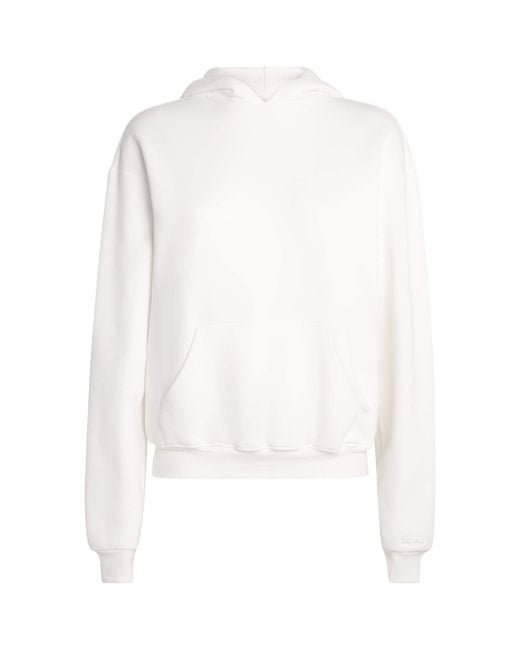 Skims White Cotton-Blend Fleece Classic Hoodie