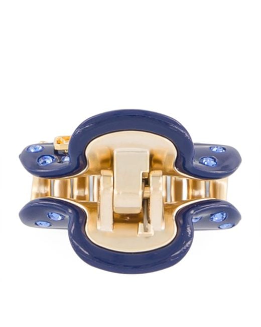 Alexandre De Paris Blue Plated Crystal-Embellished Claw Hair Clip