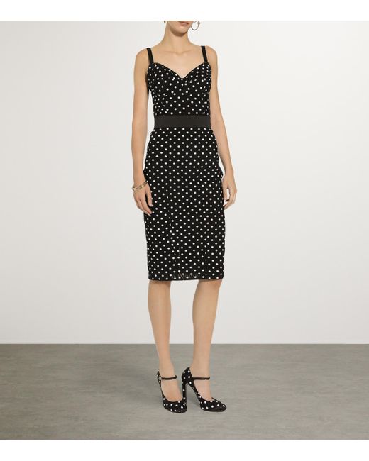 Dolce & Gabbana Black Polka-Dot Marquisette Corset Top