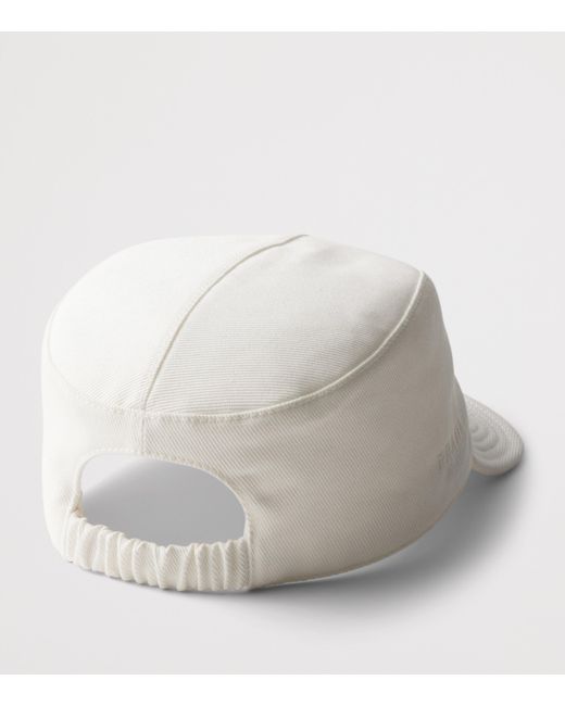 Prada White Cotton Drill Baseball Cap