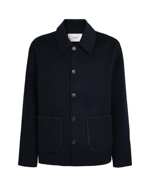 Commas Blue Wool-Cashmere Embroidered Jacket for men