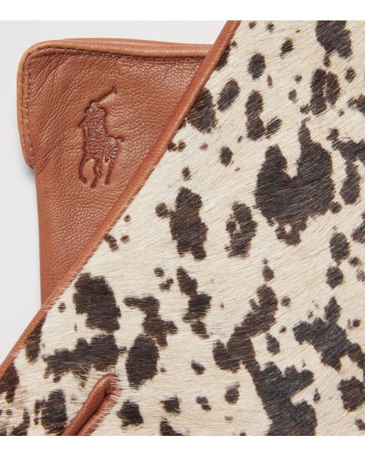 Polo Ralph Lauren White Calf Hair-Leather Gloves