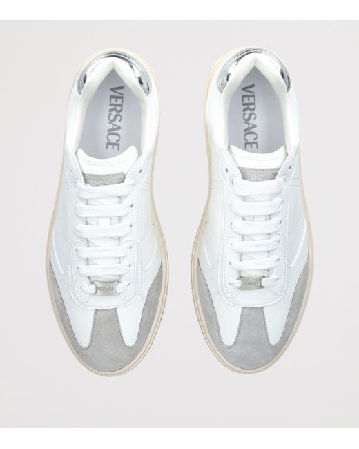 Versace White Leather Low-Top Sneakers for men