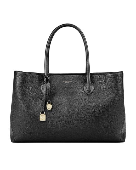 Aspinal Black Leather London Tote Bag