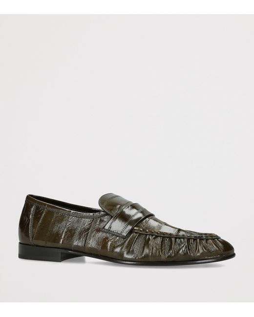 The Row Green Soft Eel Loafers for men