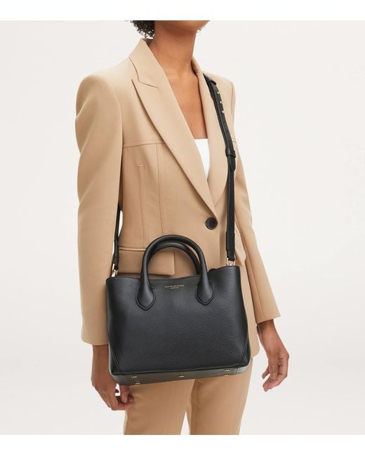 Aspinal Black Midi Leather London Tote Bag
