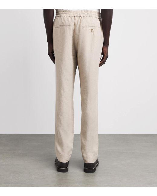 Vince Natural Linen Drawstring Straight Trousers for men