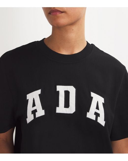 ADANOLA Black Cotton Oversized T-Shirt