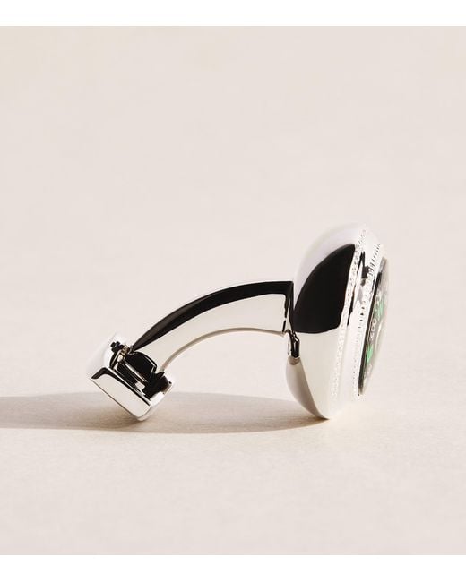 Tateossian Natural Palladium-Plated Compass Cufflinks for men