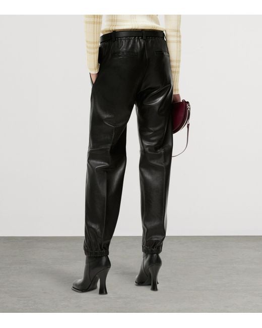 Burberry Black Leather Tapered Trousers
