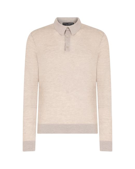 Dolce & Gabbana White Cashmere Polo-Style Sweater for men