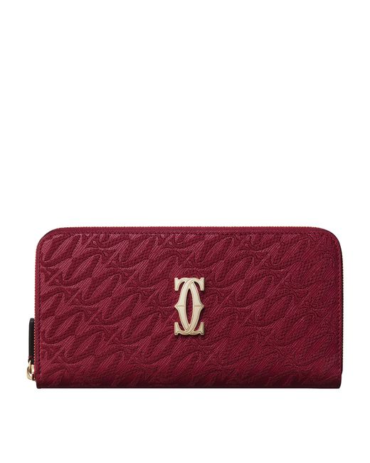 Cartier Red Leather C De International Zipped Wallet