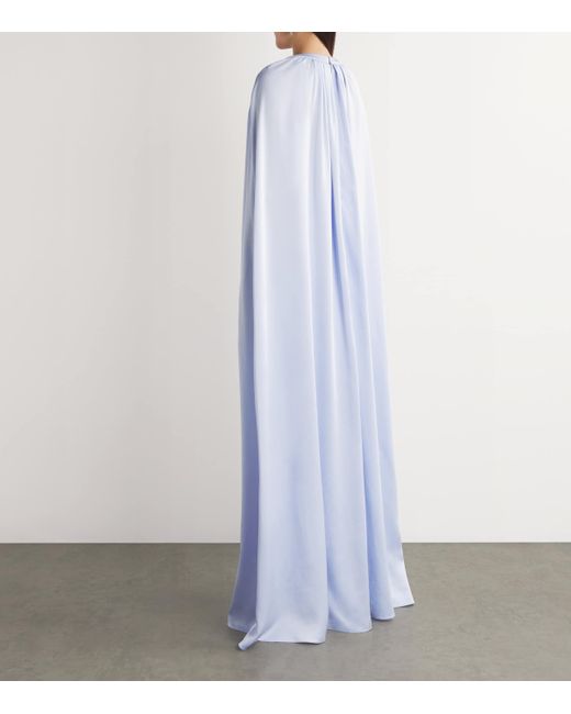 Safiyaa Blue Silk Ayse Cape Gown