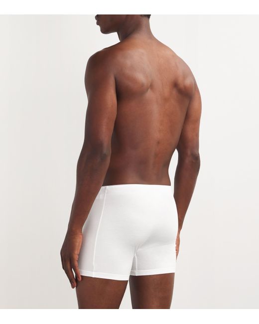 Hanro White Cotton Superior Boxer Briefs for men