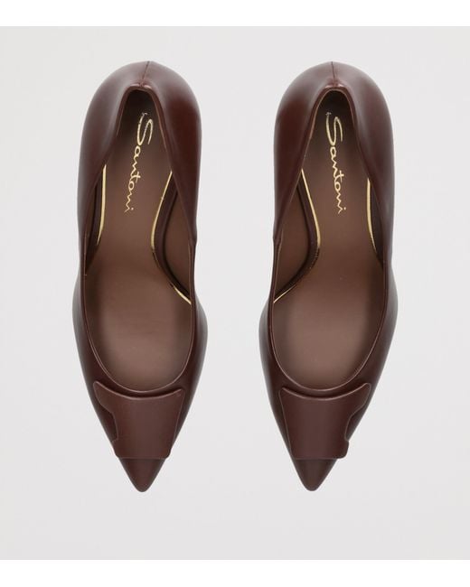 Santoni Brown Leather Sibille Pumps 85