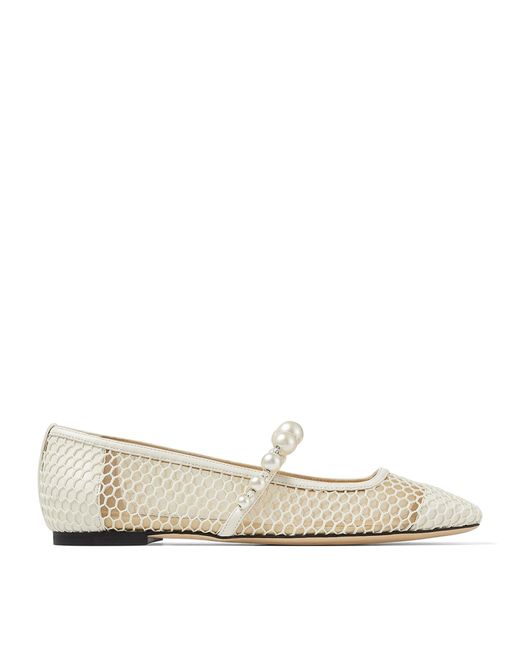 Jimmy Choo Leather Ade Fishnet Ballet Flats in White | Lyst Canada