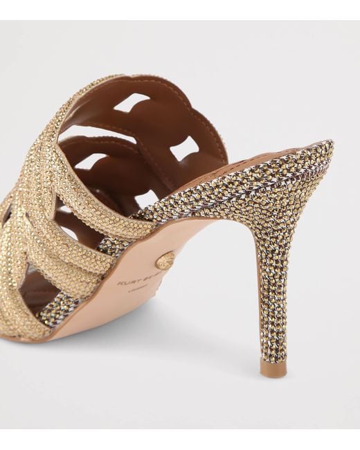Kurt Geiger Metallic Leather Embellished Chain Heeled Mules 85