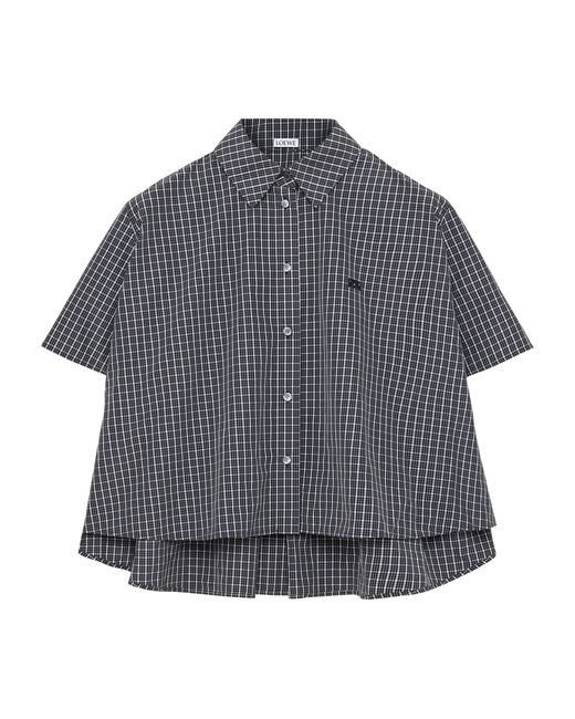 Loewe Gray Check Trapeze Short-Sleeve Shirt