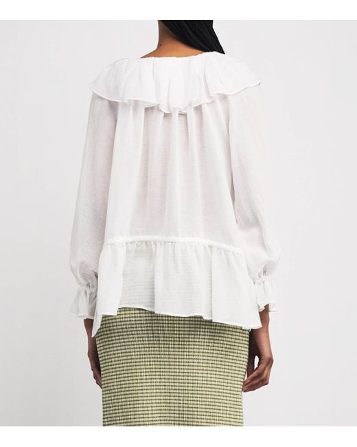 Weekend by Maxmara White Gauze Ruffle Blouse