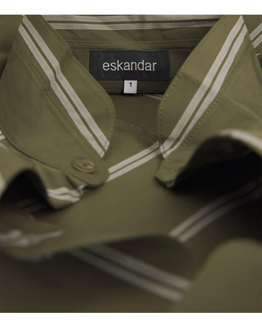 Eskandar Green Slim Double Stand-Collar Shirt