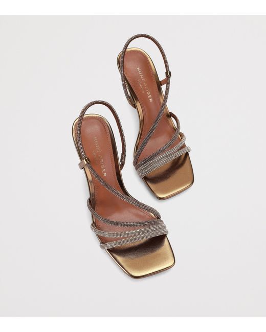 Kurt Geiger Pink Leather Embellished Annabel Heeled Sandals 90