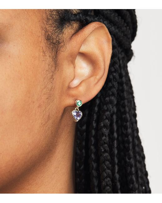 Emily P. Wheeler Blue Emerald And Tanzanite Heart Earrings