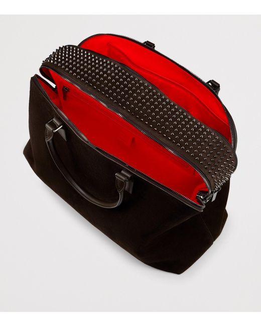 Christian Louboutin Black Suede Funky Weekender Duffle Bag for men