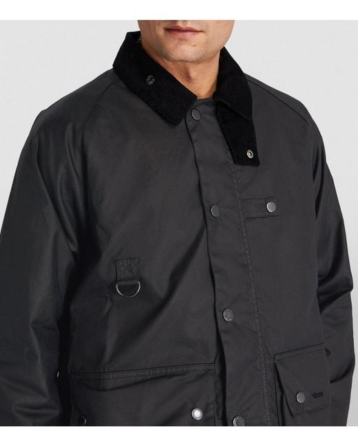 Barbour Black Waxed Cotton Utility Jacket for men