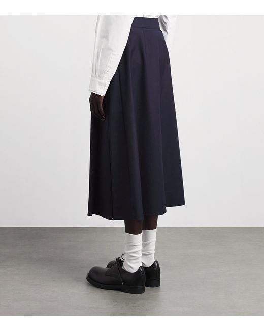 Maje Blue Wool-Blend Pleated Midi Skirt