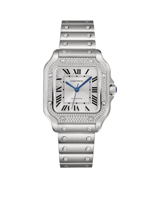 Cartier Gray Medium Steel Santos De Watch 35.1mm