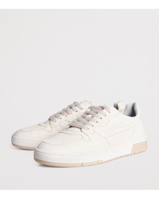 Eleventy White Deerskin Low Sneakers for men