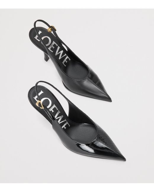 Loewe Black Leather New Comic Slingback Pumps 90