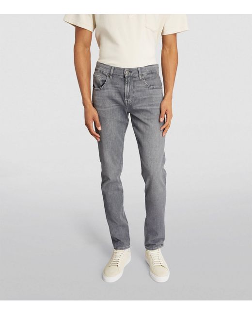 7 For All Mankind Gray Slimmy Tapered Jeans for men