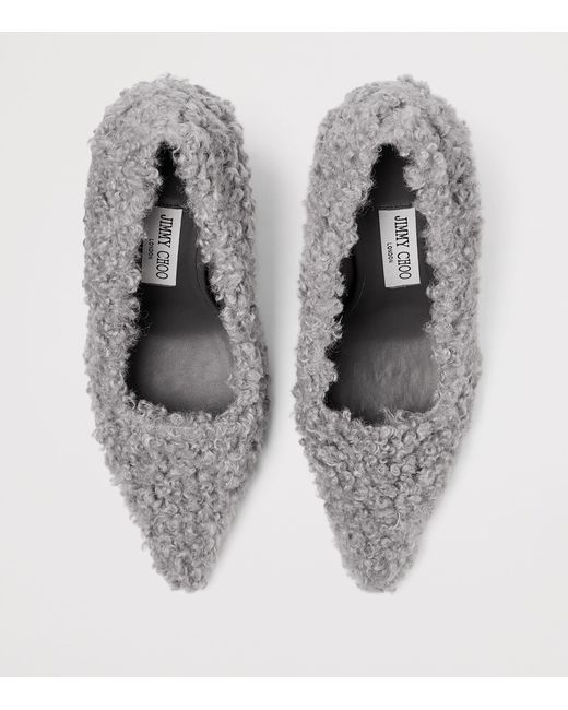 Jimmy Choo Gray Ixia 95 Fleece Pumps