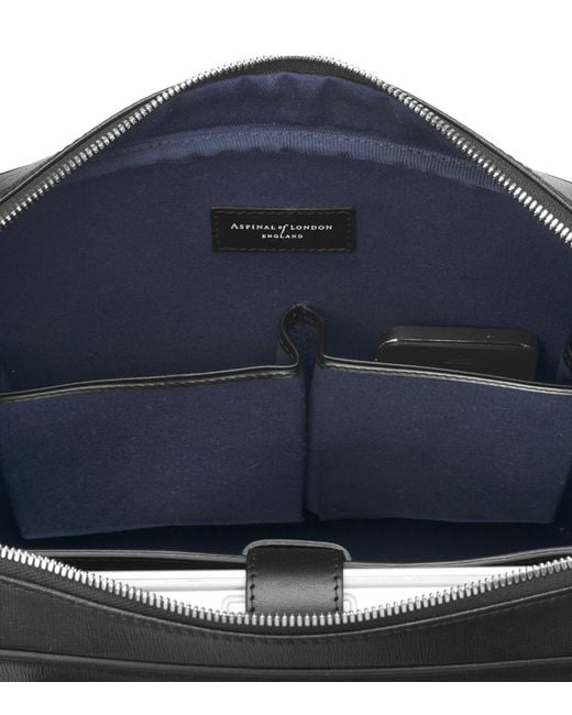 Aspinal Black Leather Mount Street Briefcase Bag