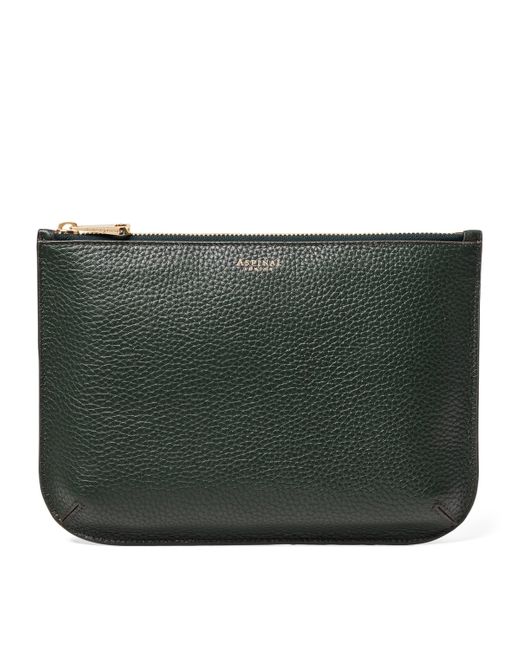 Aspinal Green Large Leather Ella Pouch