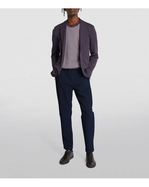 Emporio Armani Blue Textured Slim-leg Trousers for men