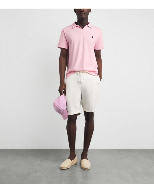 Polo Ralph Lauren Pink Cotton-Linen Open-Collar Polo Shirt for men