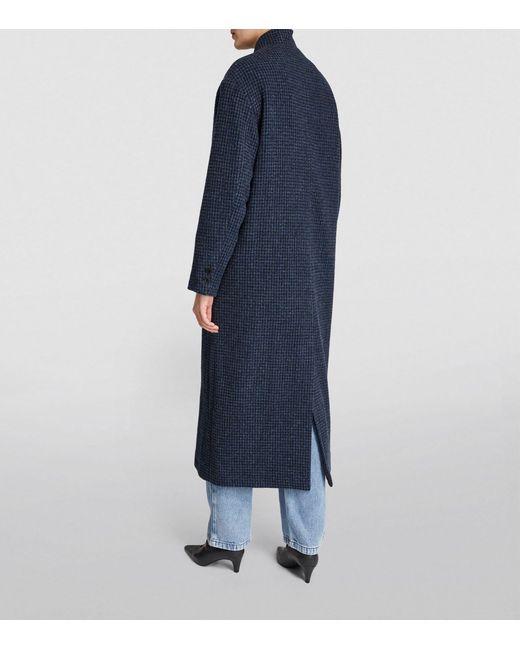 Isabel Marant Blue Wool Crossover Sabine Coat