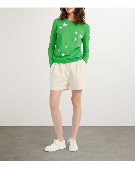 Chinti & Parker Green Cotton Star Pattern Sweater