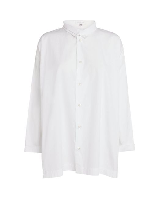 Eskandar White A-Line Stand-Collar Shirt