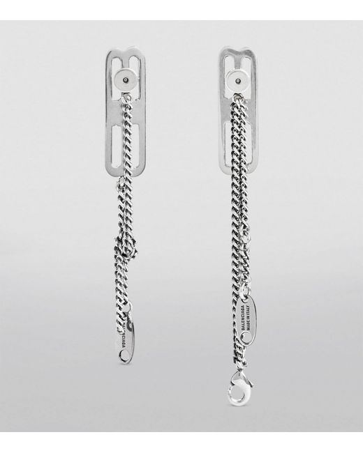 Balenciaga White Brass Chain Clasp Earrings