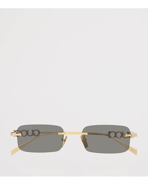 Gucci Metallic Metal Rectangular Sunglasses for men