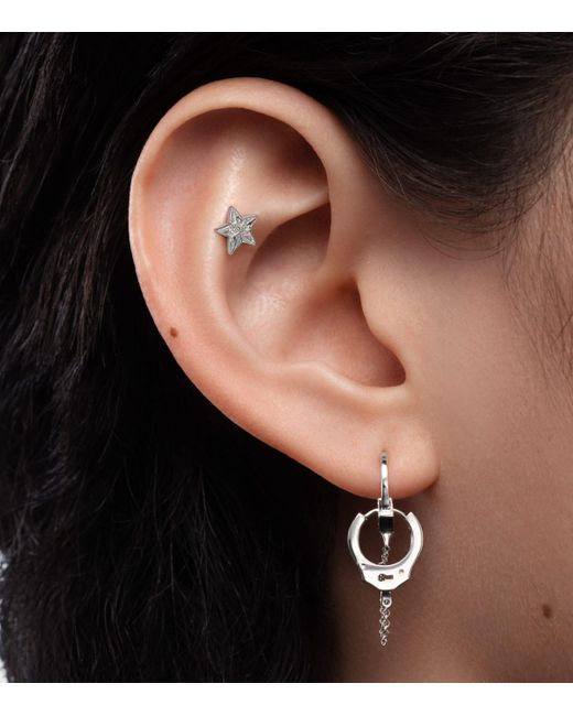Maria Tash White Invisible Set Diamond Star Threaded Stud Earring