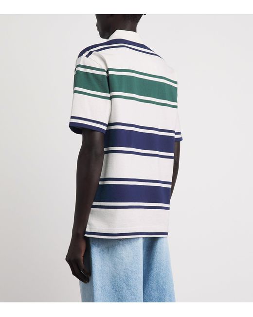 Fred Perry Blue Cotton Stripe Polo Shirt for men
