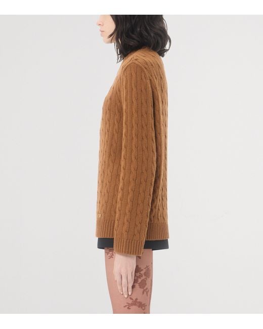 Valentino Brown Cashmere Cable-Knit Sweater