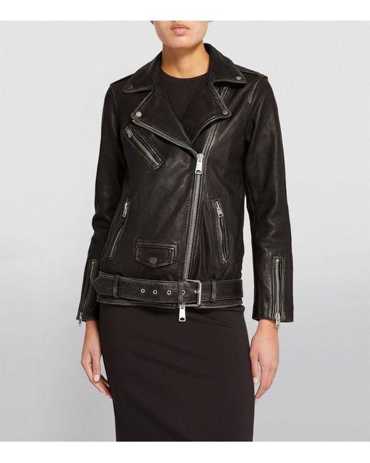 AllSaints Black Leather Billie Biker Jacket